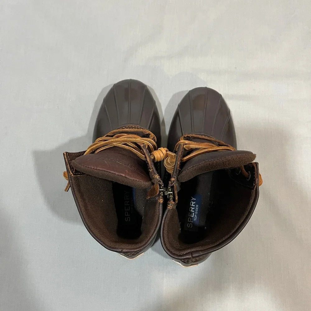 Sperry Saltwater‎ Duck Boots Women 6W Brown Leather Waterproof STS91176